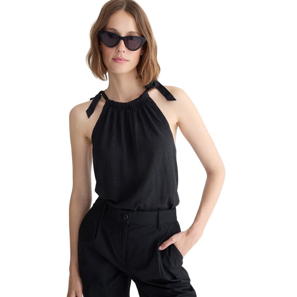 NWT J.Crew Black Linen Tank Top M